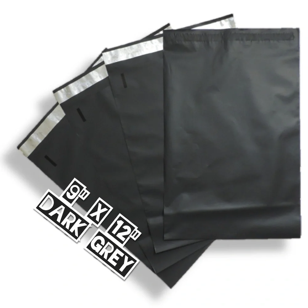 50 Dark Grey Poly Mailers 9x12
